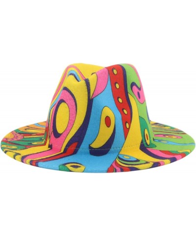 Fedora Hat Tie Dye Hats for Women Multicolor Felt Caps Women Fashion Luxury Fedora Winter Women Hat Sombreros 14 $12.55 Fedoras