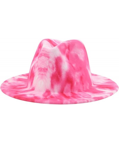 Fedora Hat Tie Dye Hats for Women Multicolor Felt Caps Women Fashion Luxury Fedora Winter Women Hat Sombreros 14 $12.55 Fedoras