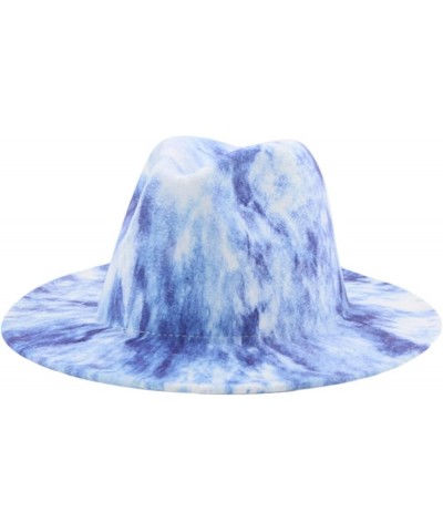 Fedora Hat Tie Dye Hats for Women Multicolor Felt Caps Women Fashion Luxury Fedora Winter Women Hat Sombreros 14 $12.55 Fedoras