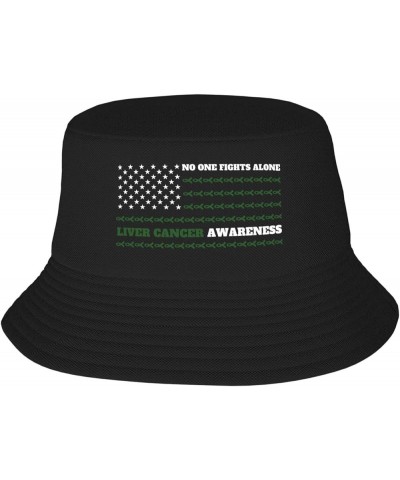 Sarcoma Cancer Awareness Bucket Hat for Men Women Summer Beach Hat Fishing Cap Sun Hats Black American Flag Fight Liver Cance...