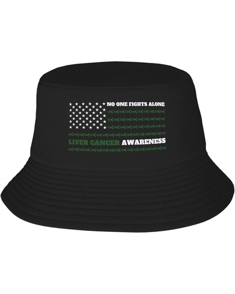 Sarcoma Cancer Awareness Bucket Hat for Men Women Summer Beach Hat Fishing Cap Sun Hats Black American Flag Fight Liver Cance...