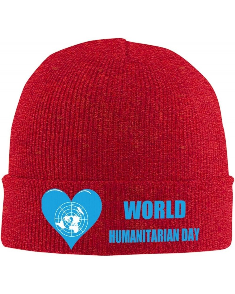 Humanitarian Day Winter Warm Knit Hat - Soft, Classic,Stretchy Beanie Cap Black Red $12.79 Skullies & Beanies