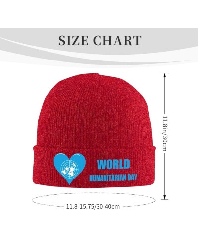 Humanitarian Day Winter Warm Knit Hat - Soft, Classic,Stretchy Beanie Cap Black Red $12.79 Skullies & Beanies