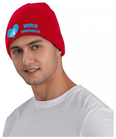 Humanitarian Day Winter Warm Knit Hat - Soft, Classic,Stretchy Beanie Cap Black Red $12.79 Skullies & Beanies