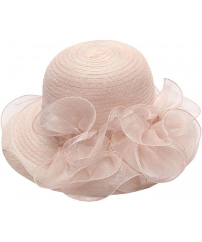 Womens Summer Dress Hat Wide Leaf Flower Bridal Shower Hat Sun Hats Beach Hat Diamond Visor Beige-2 $12.79 Sun Hats