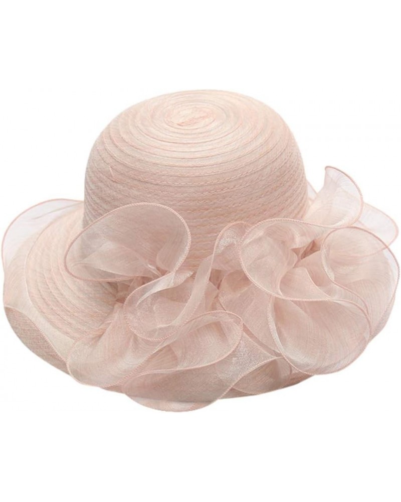 Womens Summer Dress Hat Wide Leaf Flower Bridal Shower Hat Sun Hats Beach Hat Diamond Visor Beige-2 $12.79 Sun Hats