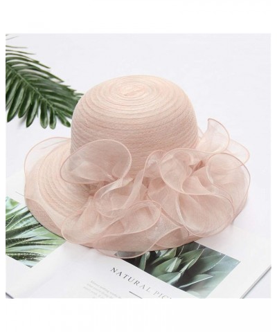 Womens Summer Dress Hat Wide Leaf Flower Bridal Shower Hat Sun Hats Beach Hat Diamond Visor Beige-2 $12.79 Sun Hats