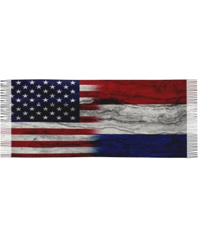 US Netherlands America Flag Scarf for Women Winter Warm Travel Silk Scarves $17.34 Scarves