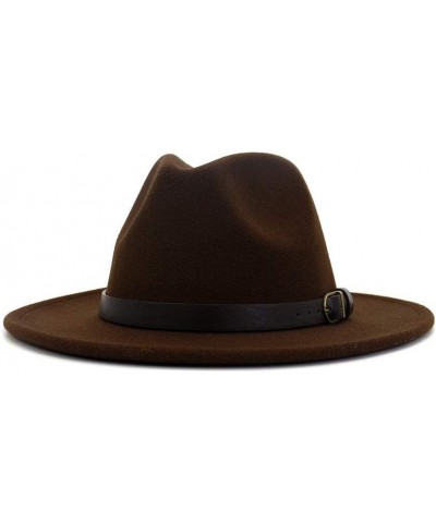 Men's Felt Hat Fedora Hat Wide Band Simple Tyrolean Hat Cotton Jazz Hat Autumn Winter Hat (Color : Dark Coffee, Size : 56-58c...