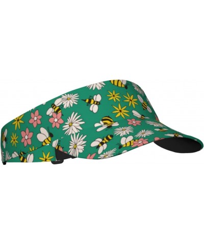 Flying Bees Print Sun Visor Hat Golf Visor Adjustable Velcro Outdoor Sports Cap for Men Women Black $11.98 Visors