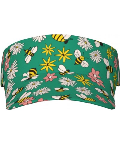 Flying Bees Print Sun Visor Hat Golf Visor Adjustable Velcro Outdoor Sports Cap for Men Women Black $11.98 Visors