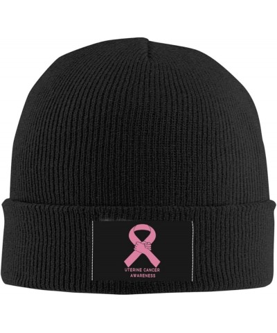 Unisex Uterine Cancer Awareness Knit Beanie Hat,Soft Warm Skull Cap Winter Hat Knit Cuffed Beanie for Men and Women Black $9....