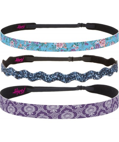 Women's Adjustable NO Slip Victorian Scroll & Flower Headband Multi Packs Purple/Navy Glitter/Blue 3pk $10.78 Headbands