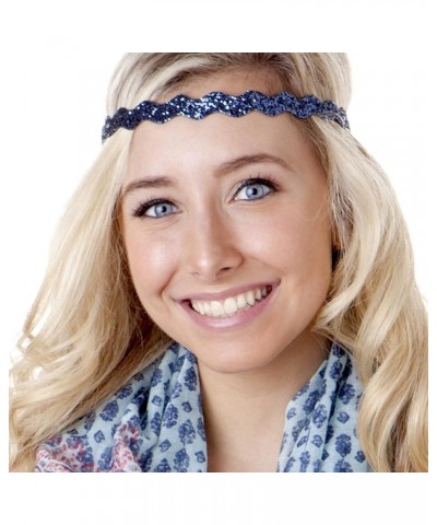 Women's Adjustable NO Slip Victorian Scroll & Flower Headband Multi Packs Purple/Navy Glitter/Blue 3pk $10.78 Headbands