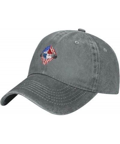 Panama USA Flag Baseball Caps Womans Men's Washed Cowboy Flat Brim Hat Adjustable Duck Tongue Hat Gray $12.94 Cowboy Hats