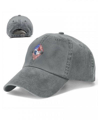 Panama USA Flag Baseball Caps Womans Men's Washed Cowboy Flat Brim Hat Adjustable Duck Tongue Hat Gray $12.94 Cowboy Hats