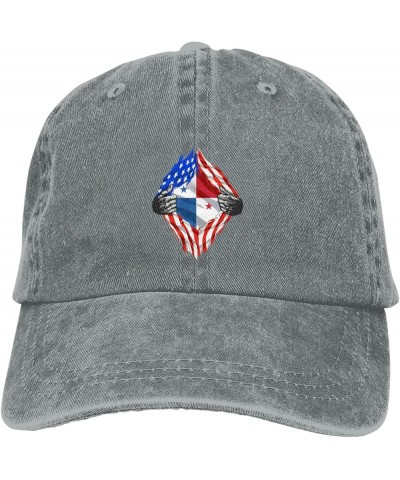 Panama USA Flag Baseball Caps Womans Men's Washed Cowboy Flat Brim Hat Adjustable Duck Tongue Hat Gray $12.94 Cowboy Hats