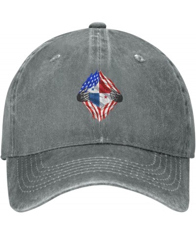 Panama USA Flag Baseball Caps Womans Men's Washed Cowboy Flat Brim Hat Adjustable Duck Tongue Hat Gray $12.94 Cowboy Hats