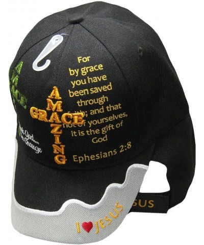 Amazing Grace Ephesians 2:8 Christian Black Grey Gray Hat Cap Saved by Grace $12.94 Baseball Caps