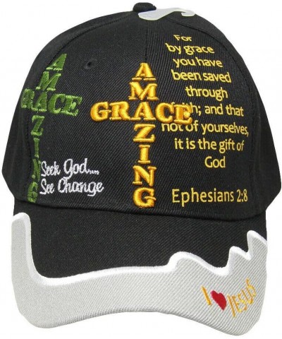 Amazing Grace Ephesians 2:8 Christian Black Grey Gray Hat Cap Saved by Grace $12.94 Baseball Caps