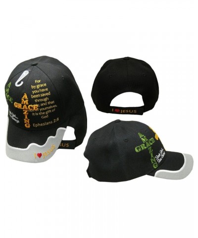 Amazing Grace Ephesians 2:8 Christian Black Grey Gray Hat Cap Saved by Grace $12.94 Baseball Caps