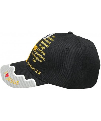 Amazing Grace Ephesians 2:8 Christian Black Grey Gray Hat Cap Saved by Grace $12.94 Baseball Caps