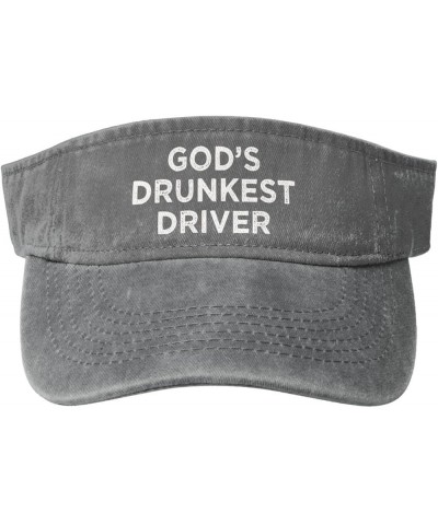 God's Drunkest Driver Hat Sport Sun Visor Hats Funny Empty Top Baseball Sun Cap Headwear Gray $10.18 Visors