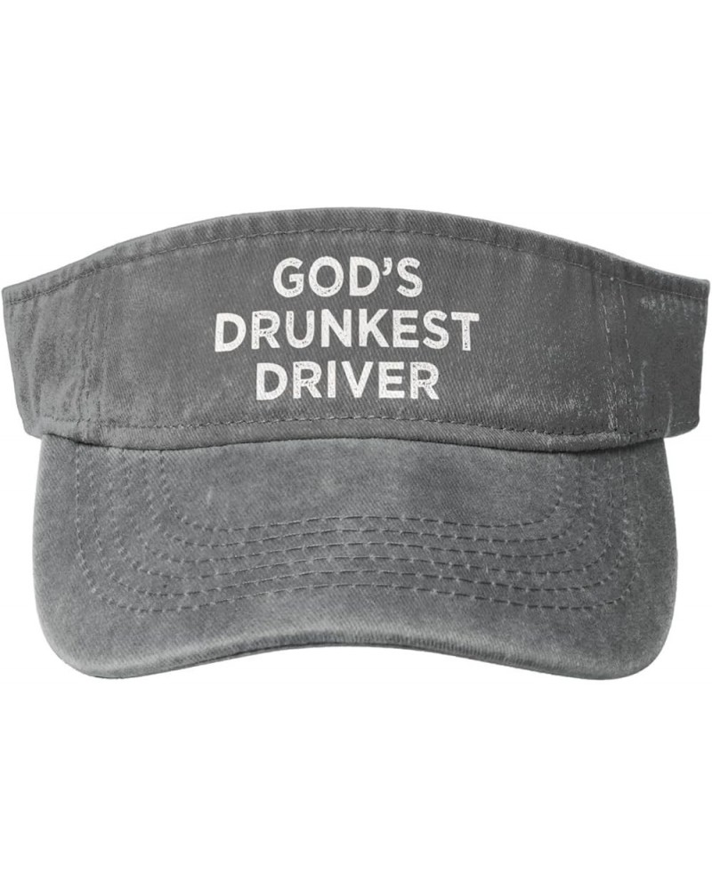 God's Drunkest Driver Hat Sport Sun Visor Hats Funny Empty Top Baseball Sun Cap Headwear Gray $10.18 Visors