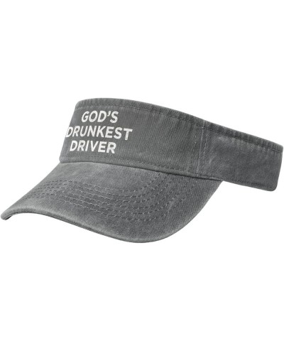 God's Drunkest Driver Hat Sport Sun Visor Hats Funny Empty Top Baseball Sun Cap Headwear Gray $10.18 Visors