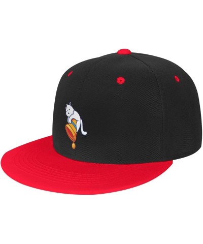 The Cat Sleeps on The Bell Baseball Cap for Men Women Snapback Hat Adjustable Flat Bill Hats Red $10.14 Baseball Caps