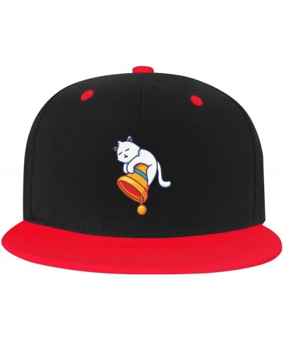 The Cat Sleeps on The Bell Baseball Cap for Men Women Snapback Hat Adjustable Flat Bill Hats Red $10.14 Baseball Caps