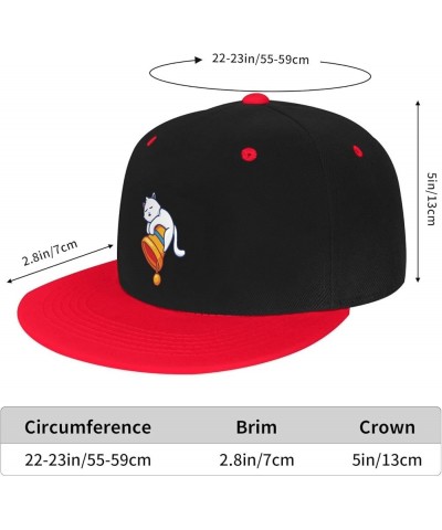 The Cat Sleeps on The Bell Baseball Cap for Men Women Snapback Hat Adjustable Flat Bill Hats Red $10.14 Baseball Caps