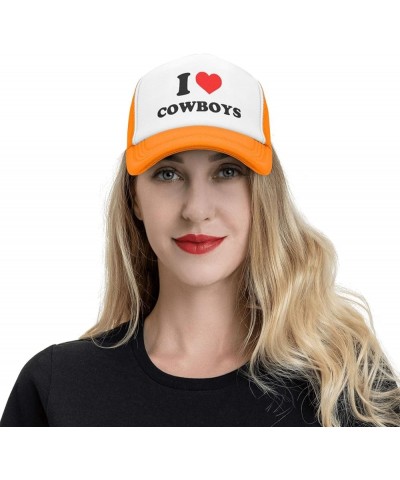 I Heart-Love-Cowboys-Trucker Hat Funny Hats Men Women Foam Baseball Caps Crazy Goofy Party Gifts Orange Trucker Hats Funny $7...