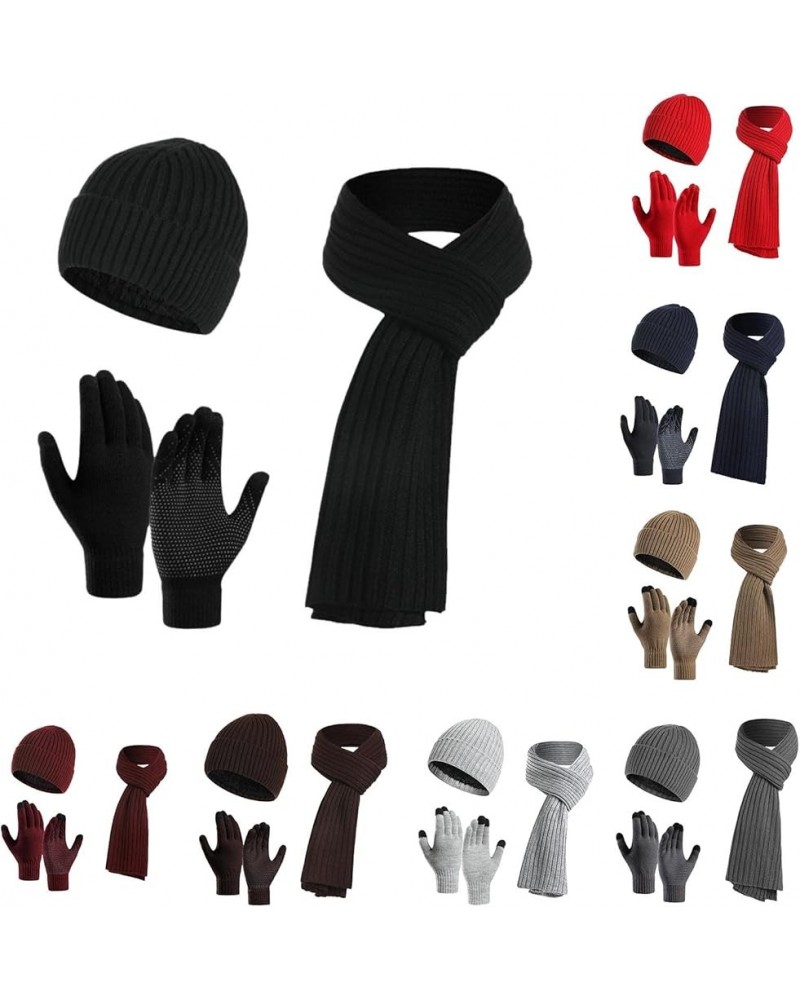 Benie Hat Scarf and Glove Set, Women Hats 3-Piece, Touchscreen Gloves, Winter Hats for Women Men 2023 Navy $12.95 Scarves