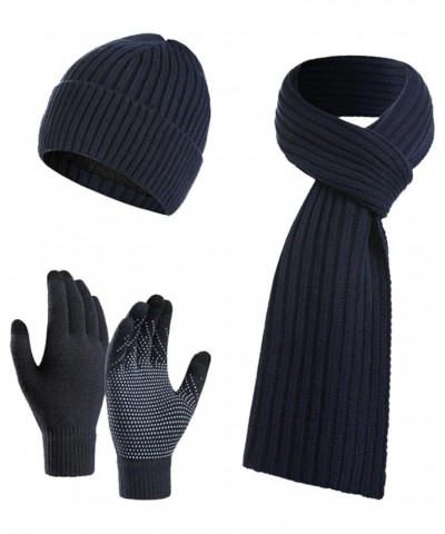 Benie Hat Scarf and Glove Set, Women Hats 3-Piece, Touchscreen Gloves, Winter Hats for Women Men 2023 Navy $12.95 Scarves