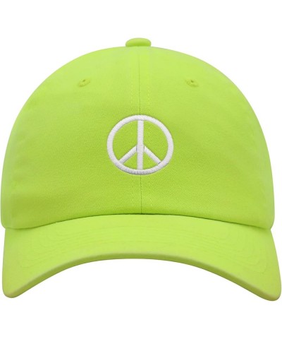 Peace Symbol Premium Dad Hat Embroidered Cotton Baseball Cap White Neon Yellow $11.74 Baseball Caps