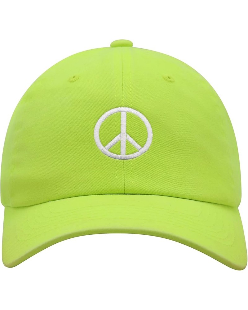 Peace Symbol Premium Dad Hat Embroidered Cotton Baseball Cap White Neon Yellow $11.74 Baseball Caps