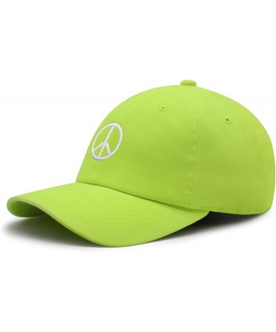 Peace Symbol Premium Dad Hat Embroidered Cotton Baseball Cap White Neon Yellow $11.74 Baseball Caps