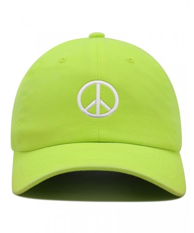 Peace Symbol Premium Dad Hat Embroidered Cotton Baseball Cap White Neon Yellow $11.74 Baseball Caps