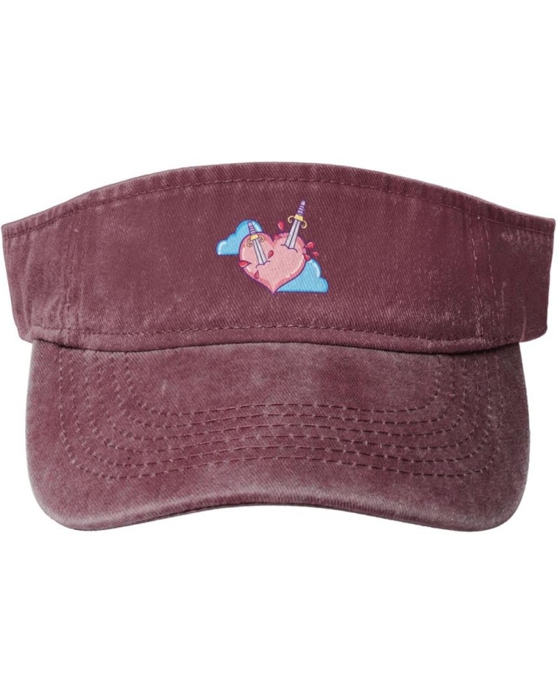 Cartoon Love Sun Hat Sun Visor Hats for Women Men Baseball Cap Golf Hats Red $14.20 Visors