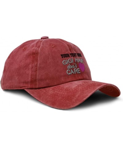 Custom Soft Washed Baseball Cap Gigi Hair Don't Care Dad Hats for Men & Women Red Personalized Text Here $12.60 Baseball Caps