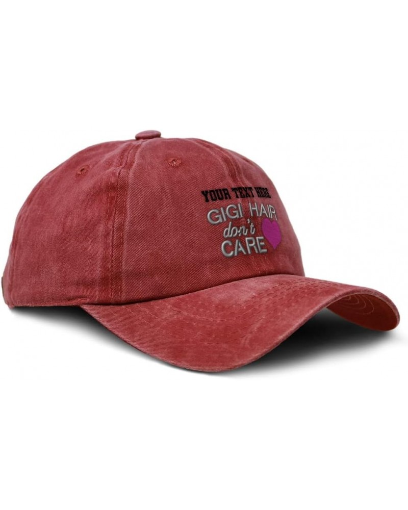 Custom Soft Washed Baseball Cap Gigi Hair Don't Care Dad Hats for Men & Women Red Personalized Text Here $12.60 Baseball Caps