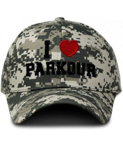 Custom Camo Baseball Cap I (Love) Parkour Red Heart Sports Lovers Cotton Pixel Camo Design Only $17.69 Baseball Caps