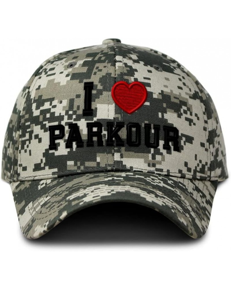 Custom Camo Baseball Cap I (Love) Parkour Red Heart Sports Lovers Cotton Pixel Camo Design Only $17.69 Baseball Caps