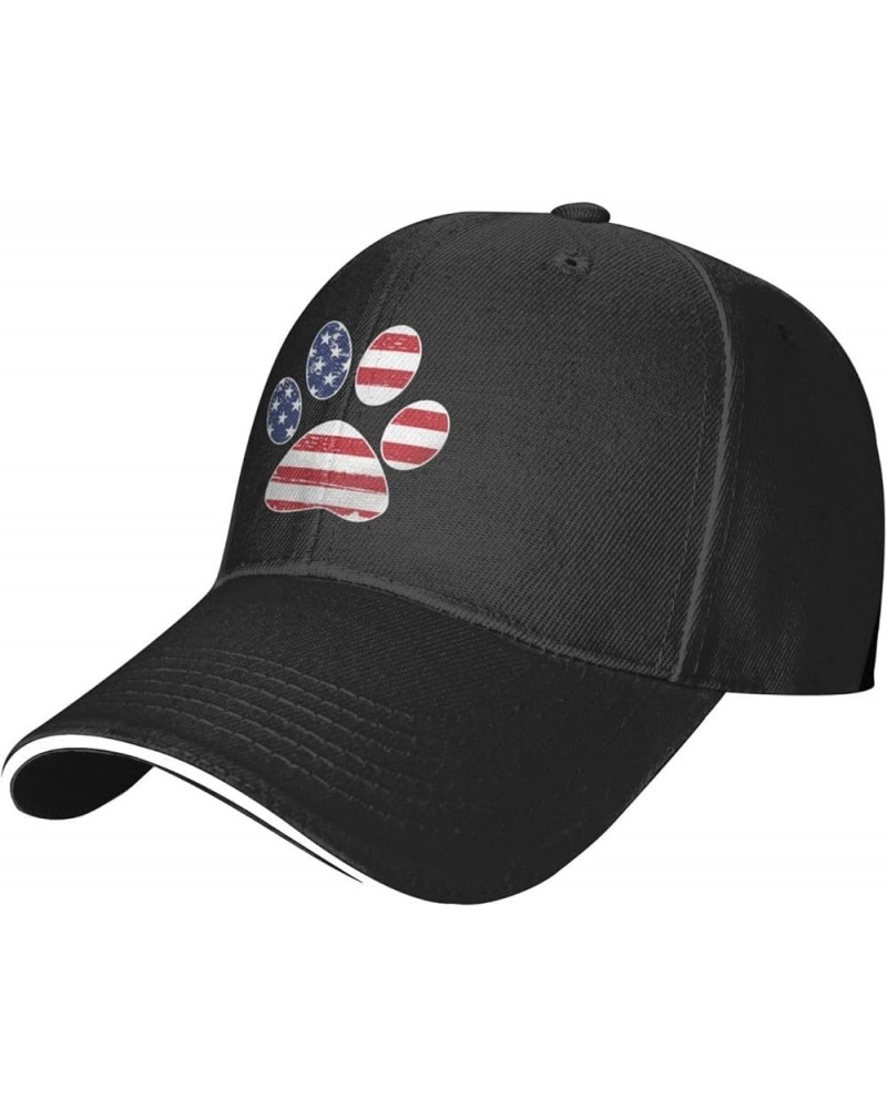 American Flag Dog Paw Sandwich Hat Adjustable Washable Adult Duck Sandwich Hat Black Black $15.70 Cowboy Hats