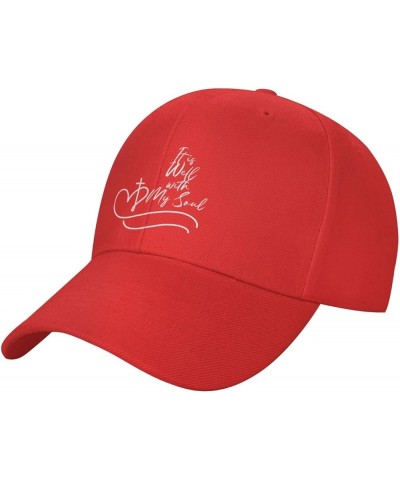 It is Wells with My Soul Christian Jesus Men's Baseball Cap Retro Trucker Hat Adjustable Red $11.81 Baseball Caps