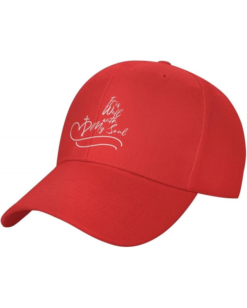 It is Wells with My Soul Christian Jesus Men's Baseball Cap Retro Trucker Hat Adjustable Red $11.81 Baseball Caps