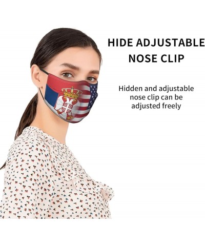 Face Mask Serbian American Half Dust Mask Breathable Adjustable Reusable Windproof Cover Black $11.83 Balaclavas