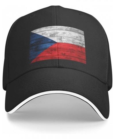 Czech Republic Flag Comfortable Sandwich Bill Cap Perfect for Leisure Black $12.24 Baseball Caps