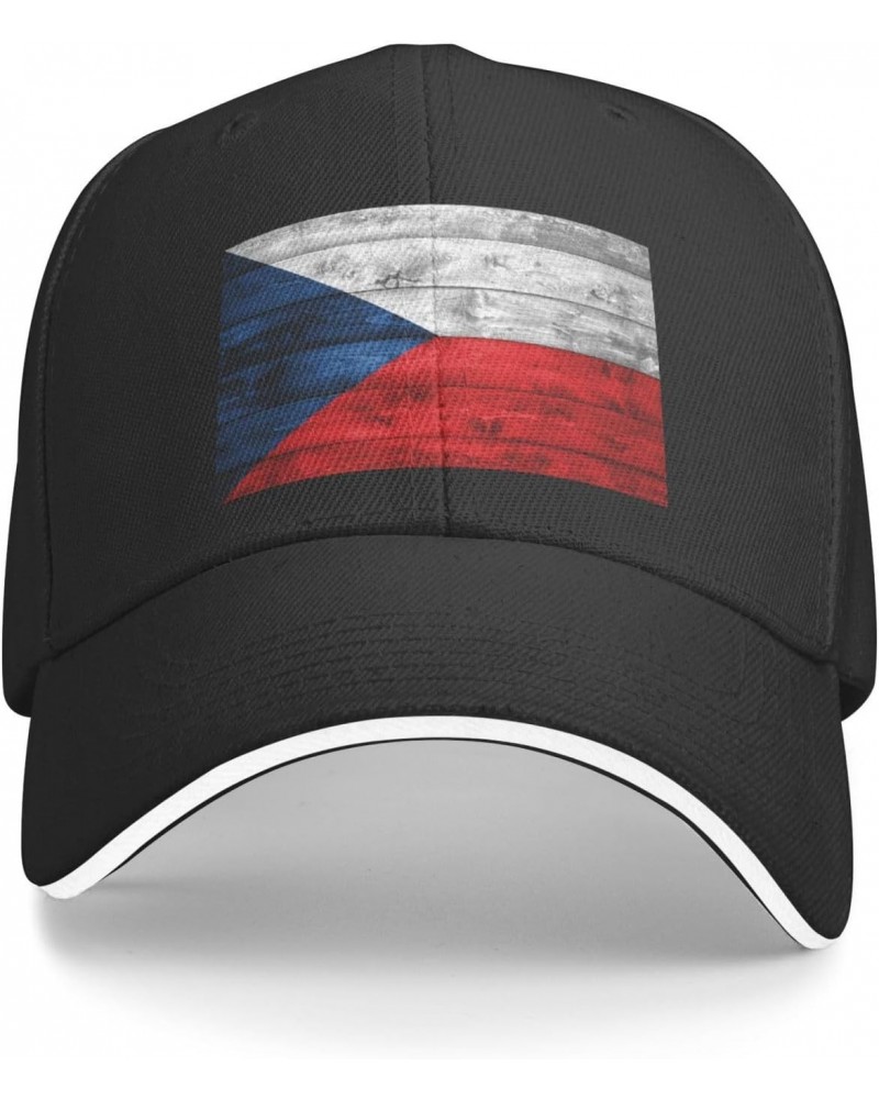 Czech Republic Flag Comfortable Sandwich Bill Cap Perfect for Leisure Black $12.24 Baseball Caps